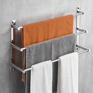 Wandmontierter Handtuchhalter, Edelstahl 304, 40 cm, Regal / Wandmontage, 3 Stangen, für Badezimmer und Küche (Chrom, 40 cm)