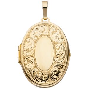 JOBO Medaillon oval für 2 Fotos 925 Silber gold vergoldet Anhänger zum Öffnen