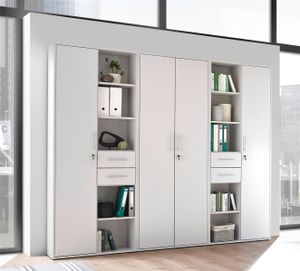 Regalwand Bürowand Schrankwand Aktenschrank Büromöbel "Lommel I" (3-teilig)