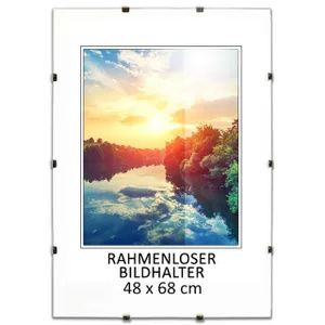 MG Design Bezrámový obrazový rám, 48 x 68 cm - s klipy, akrylové sklo, HDF deska - pro vertikální nebo horizontální zavěšení/postavení