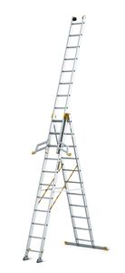 Drabest - Multifunktionsleiter, Vielzweckleiter aus Aluminium, Tragfähigkeit 150kg - 3-teilige Leiter 3X13 Stufen