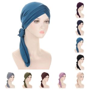 Muslim Kopftuch, Damen Stirnband Bandana Kopftücher, Einfarbiges Turban Blau