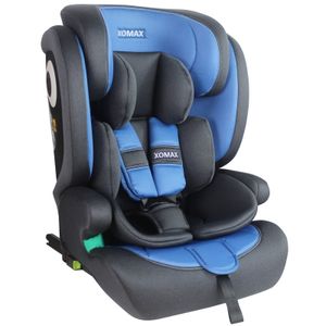 XOMAX Kindersitz ISOFIX Gruppe 1/2/3 (9-36 kg) | i-Size ECE R129  | Höhenverstellbar | Mitwachsend | 5-Punkt-Gurt | Abnehmbarer & Waschbarer Bezug |,Farbe:Anthrazit/Blau