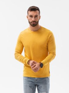 Ombre Herren Pullover Basic Bluse Longsleeve aus 100% Baumwolle S-XXL L131, Mustard XL