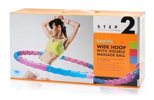 Jinpoli Wide Hula Hoop Reifen mit Massagenoppen | Workout Bauchtrainer Durchmesser 110 cm | Gewicht 1,25kg | 8 Segmente | Blau/Pink