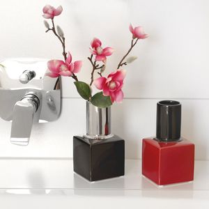 Keramik Vase Nagellack "Milano" in schwarz, Höhe 18cm, von Gilde