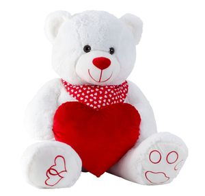 Riesen Teddybär Kuschelbär XXL 100 cm groß weiß mit Herz Plüschbär Kuscheltier samtig weich - zum liebhaben