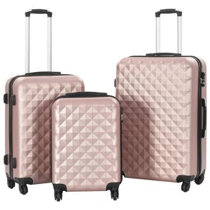 Sada skořepinových kufrů na kolečkách 3 ks růžová zlatá ABS, 91888  HangarStore.cz