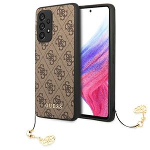 Guess 4G Charms Collection Hardcasse Hülle Cover für Samsung Galaxy A53 5G Braun