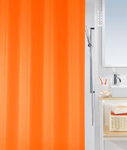 Spirella Anti-Schimmel Duschvorhang - Anti-Bakteriell, waschbar, wasserdicht - Polyester, "Alea" 180x200 cm orange