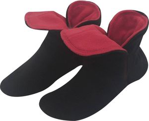 RAIKOU Hausschuhe Damen, Herren aus Micro Fleece mit ABS und Rutschfester Sohle, Super Flauschige Hüttenschuche 40/43 Schwarz/Rot