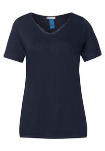 Street One V-Neck Shirt mit Spitze, deep blue