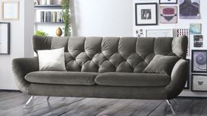 3-Sitzer Sofa Velvet od. Cord versch. Farben KAWOLA grau CHARME