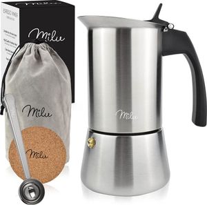 Milu Edelstahl Espressokocher-Set (6-tlg.) 2 Tassen