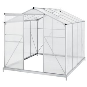 Juskys Aluminium Gewächshaus mit Fundament für Garten - 4,75 qm - 190 × 253 cm - 1 Dachfenster & Schiebetür - 4 mm Platten Juskys Aluminium Gewächshaus mit Fundament für Garten - 4,75 qm - 190 × 253 cm - 1 Dachfenster & Schiebetür - 4 mm Platten