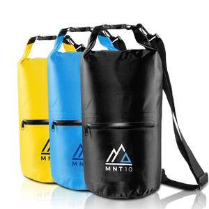 MNT10 Dry Bag Packsack wasserdicht mit Tragegurt I Dry Bags Waterproof in 10l oder 20l I Wasserfeste Tasche für Reisen, Outdoor und Camping I Seesack robust und widerstandsfähig (Schwarz, 10 L)
