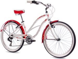 26 Zoll Beachcruiser Damenrad CHRISSON SANDY 6G SHIMANO Tourney weiß rot