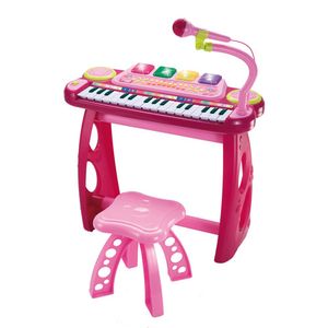 Elektronisches Keyboard (32 Tasten) mit Mikrofon und  Hocker, pink, Musikspielzeug, Musik und Motorik für Kinder, MK 3571