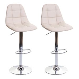 2er-Set Barhocker HWC-A67, Barstuhl Tresenhocker, MVG-zertifiziert  creme-beige, Kunstleder