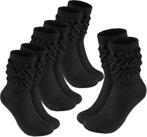 BRUBAKER Slouch Socken - Damen Schoppersocken für Fitness, Yoga und Workout - Sportsocken für Frauen, Schwarz, Größe 35-38, 4 Paar