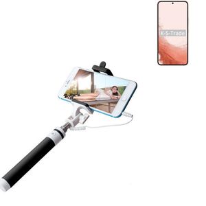 K-S-Trade Selfie Stick kompatibel mit Samsung Galaxy S22 Exynos  Selfiestick kabelgebunden Monopod mit Kabel Stab Stange Selfportrait Handheldstick