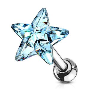 Helix & Tragus Ohr Piercing „Kristall Stern“ Light Blue