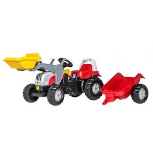 rolly toys Kid Steyr 6160 CVT Trettraktor mit Schaufellader und Anhänger, Maße: 161x47x55 cm; 02 393 6