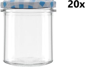 Poháre na varenie 350 ml STURZ / ROVNA číre 20 ks VČETNE ČÍRNYCH SVETLE MODRÝCH OBALOV, Počet kusov v balení: 20