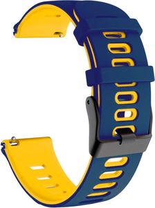Sport Ersatz Armband für Honor Magic Watch 2 42mm Silikon Band Loop, Farbe:Dunkelblau Gelb