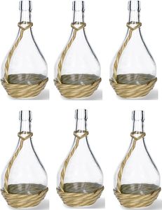 6 X 2L Flasche + EKO Korb GLASBALLON Weinballon GLASFLASCHE Flasche Gallone