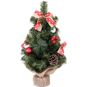 Künstlicher Weihnachtsbaum auf dem Stamm, mit Dekorationen und Zapfen, 40 cm - Home Styling Collection