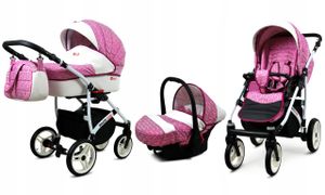 BabyLux® White Lux | 3in1 Kinderwagen Bambimo | Dark Pink | Kombikinderwagen | Kinderwagenset | Bugg