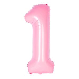 Oblique Unique Folien Luftballon mit Zahl 1 für Kinder Geburtstag Mädchen Jubiläum Party Deko Ballon rosa