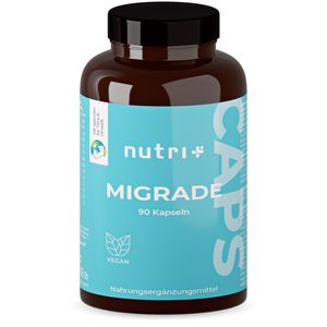 MIGRADE - beliebt bei Kopfschmerzen & Migräne - 90 pflanzliche Migräne Kapseln