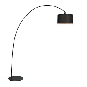 QAZQA - Moderne Bogenlampe schwarz - Vinossa I Wohnzimmer - Stahl Länglich - LED geeignet E27