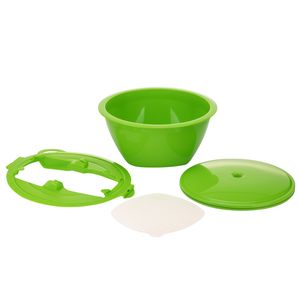 Börner Multimaker + Multiplate - Salatschüssel mit Deckel zum Dampfgaren - Vakuum Frischhalteschüssel, Farbe:Grün
