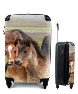 Kufr Příruční zavazadlo na kolečkách Malý cestovní kufr na 4 kolečkách Koně - Zvířata - Srst - Pastviny - Velikost kabiny < 55x40x23 cm a 55x40x20 cm
