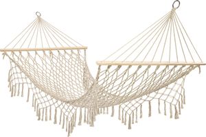 Garten Hängematte Boho Mesh Quaste 200cm ecru