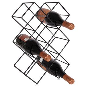 Vilde Weinregal Flaschenständer Weinhalter Flaschenregal Weinflaschenhalter aus Metall für 8 Flaschen, schwarz, 42,5 x 15,5 x 28,8 cm