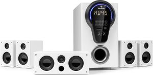 auna Areal 525 5.1 Soundsystem, Heimkinosystem, 5.1 Heimkinosystem, RMS, Subwoofer, 4 oder 5 Satellit, AUX-Eingang, Heimkino mit 125 Watt, weiß