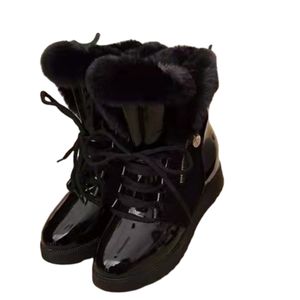 Damen Zipper Schuhe Warme Schneestiefel Plateau Round Toe,Farbe: Schwarz,Größe:40