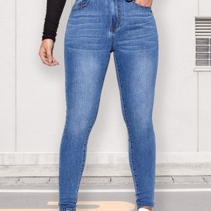 Dehnbare Tight-Fit-Jeans, hohe Taille, Schlitztaschen, schmale Passform, Röhrenjeans, Damen-Denim-Jeans und -Kleidung