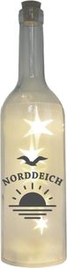 LED-Flasche mit Motiv, Norddeich Sonne Möwe Nordsee , grau, 29cm, Flaschen-Licht Lampe mit Text Spruch LED-Flasche mit Motiv, Norddeich Sonne Möwe Nordsee , grau, 29cm, Flaschen-Licht Lampe mit Text Spruch