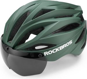 ROCKBROS Fahrradhelm mit abnehmbare Visier Integrierter Helm 58-62cm, dunkelgrün matt