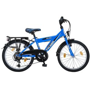 20 Zoll Kinderfahrrad 6 Gang SHIMANO 20" Kinder Fahrrad Blau-Schwarz mit Beleuchtung TMX