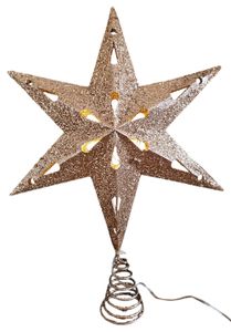 Christbaumspitze 35cm Baumspitze Weihnachten Metall Glitzer LED Stern