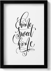 Dekorative Beschriftung für die Wohnung „Home sweet home“– Wandbild mit Rahmen – Gerahmtes Bild  – Wanddekoration – 20x30 cm – Schwarz