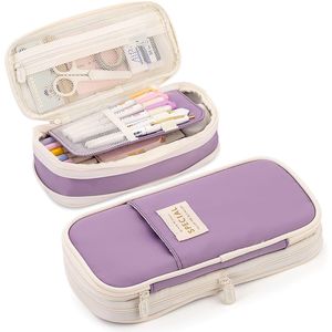 OKWISH Federmäppchen Federtaschen Teenager Mädchen Mäppchen Etui Stifte 2 Fach Große Kapazität Pencil Case für Schule & Büro Lila