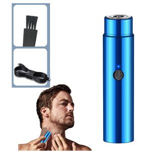 Mini Rasierer, Mini Shave Tragbarer Elektrorasierer ,Leichter Taschenrasierer, USB Wiederaufladbare für Familien, Reisen(Blau)