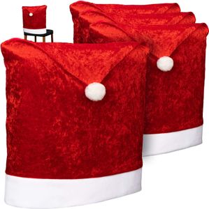 4X Premium Stuhlhussen für Weihnachten - Weihnachtsdeko für Stühle - Stuhlabdeckung im weihnachtlichen Design - Stuhlbezug